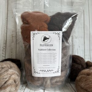 Corriedale kardiert Waldtiere Collection